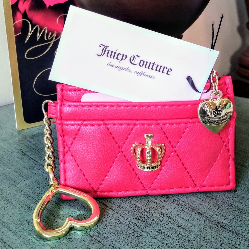 JUICY COUTURE Crown Heart Card Case KeyChain Coin